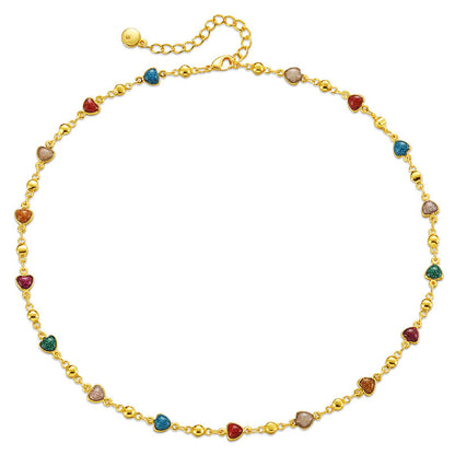 Colorful Enamel Heart Necklace | 18K Gold-Plated | Adjustable