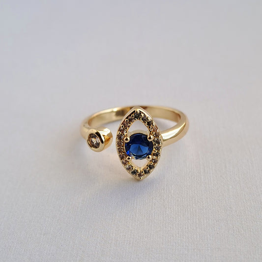 18k gold plated brass open ring /eye design