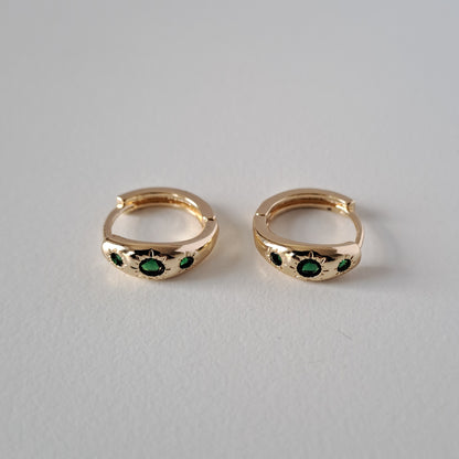 18K gold-plated copper earrings with green zircon stones