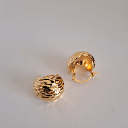 Vintage French Geometric Flower Earrings – Bold Metallic Statement Jewelry for Women