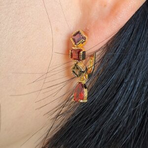 fashion gold plated earrings with high brilliance pink zircon