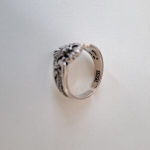 vintage open ring, brass ring embedded with ruby