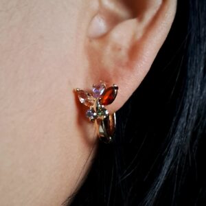 gold plated copper hoop earrings with colorful zircon