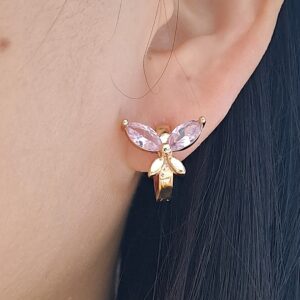 gold plated hoop earrings with colorful zircon