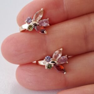 gold plated copper hoop earrings with colorful zircon