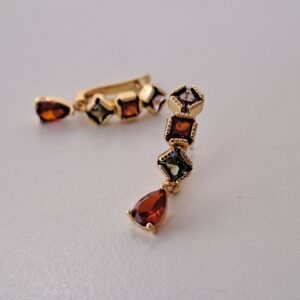 fashion gold plated earrings with high brilliance pink zircon