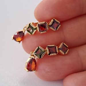 fashion gold plated earrings with high brilliance pink zircon