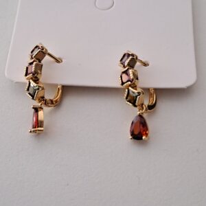 fashion gold plated earrings with high brilliance pink zircon