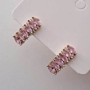 fashion gold plated earrings with high brilliance pink zircon