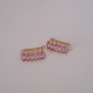 Home gold plated hoop earrings with pink zircon