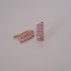 gold plated hoop earrings with pink zircon