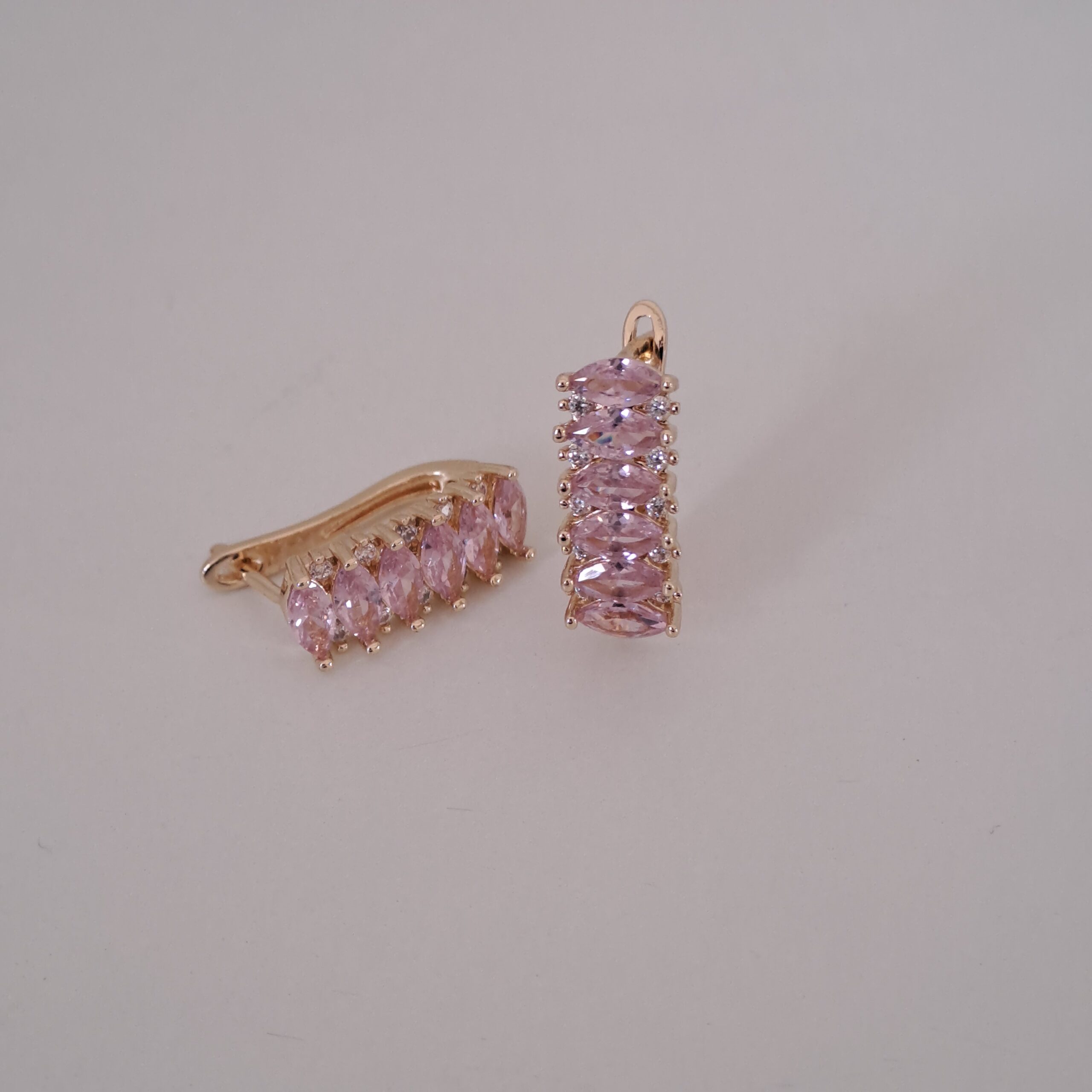 gold plated hoop earrings with pink zircon gold plated hoop earrings with pink zircon