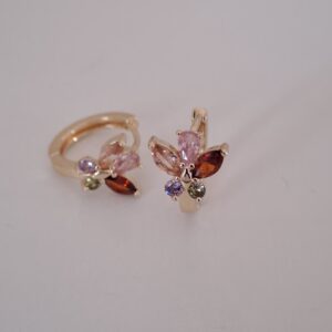 Home gold plated copper hoop earrings with colorful zircon