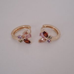 gold plated copper hoop earrings with colorful zircon