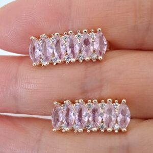 fashion gold plated earrings with high brilliance pink zircon