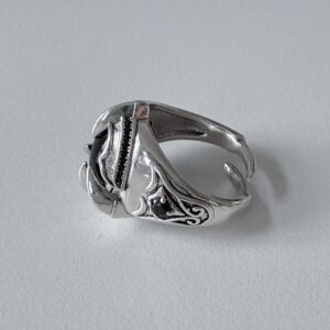 vintage silver plated bat open ring, men’s ring, adjustable, waterproof, non fading