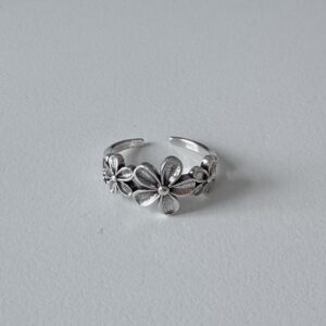 vintage adjustable open ring, silver plated copper, waterproof & non fading female ring