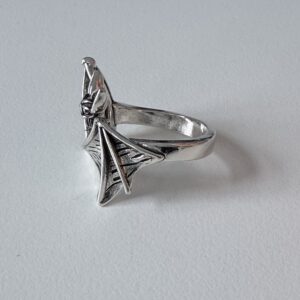 vintage silver plated bat open ring, men’s ring, adjustable, waterproof, non fading