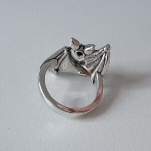 vintage silver plated bat open ring, men’s ring, adjustable, waterproof, non fading