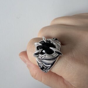 vintage silver plated bat open ring, men’s ring, adjustable, waterproof, non fading