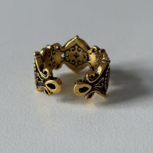 vintage open ring, brass ring embedded with ruby