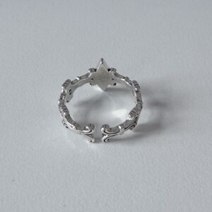 vintage adjustable ring, flower design,silver plated white copper, waterproof & non fading female ring