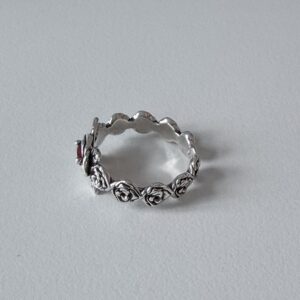 vintage adjustable ring, flower design,silver plated white copper, waterproof & non fading female ring