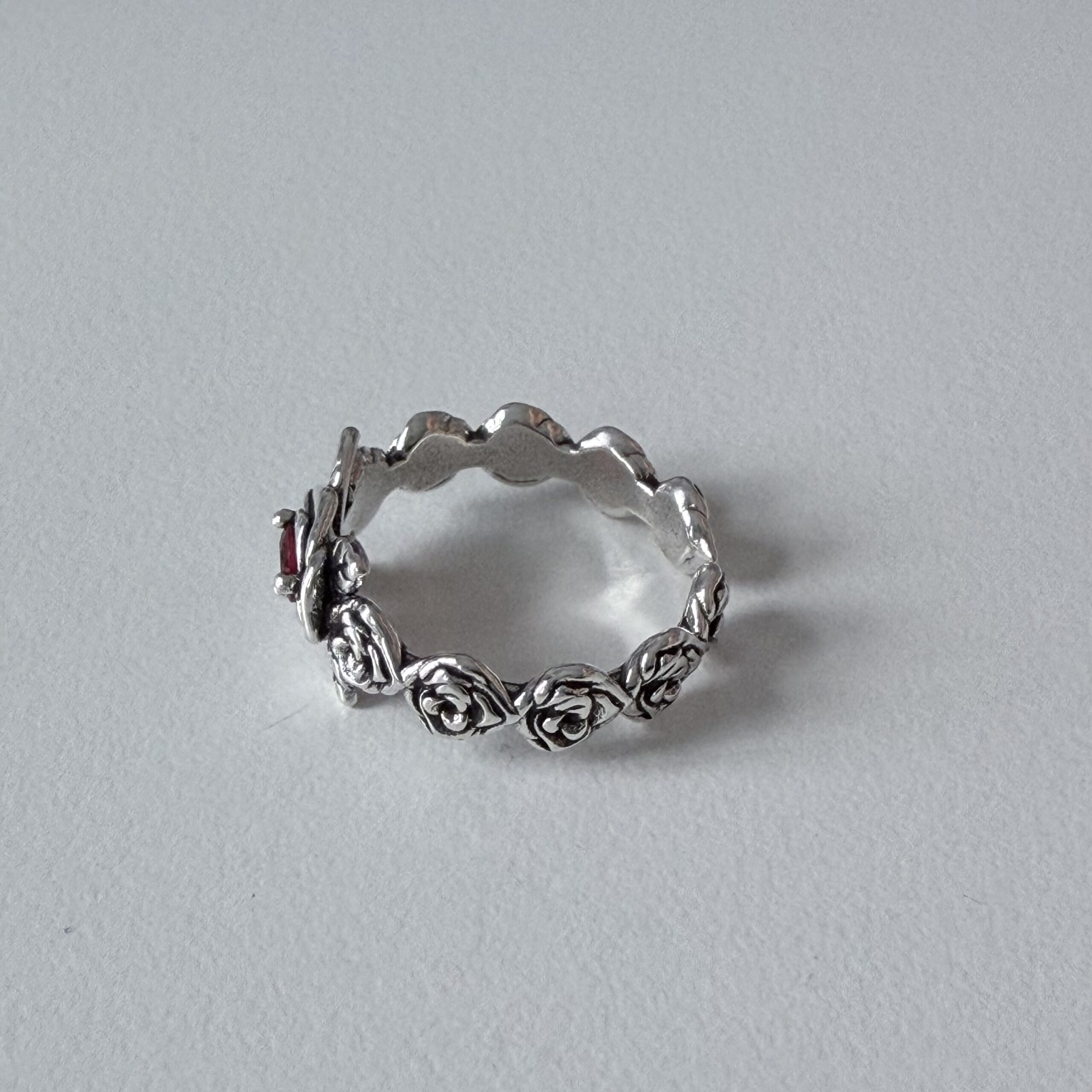 img_0634 vintage adjustable ring, flower design,silver plated white copper, waterproof & non fading female ring
