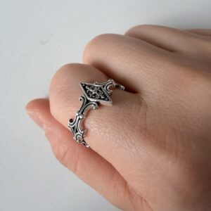 vintage adjustable ring, flower design,silver plated white copper, waterproof & non fading female ring